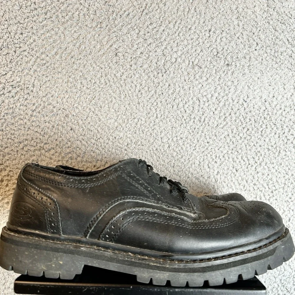 SKECHERS Men's Shoes Wingtip Oxford Leather Upper Size US 10.5 Black Jammers